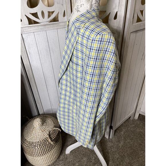 Vintage IZOD Lacoste Men's Plaid Sport Coat Blazer - Size 40R Green Blue - Picture 2 of 7